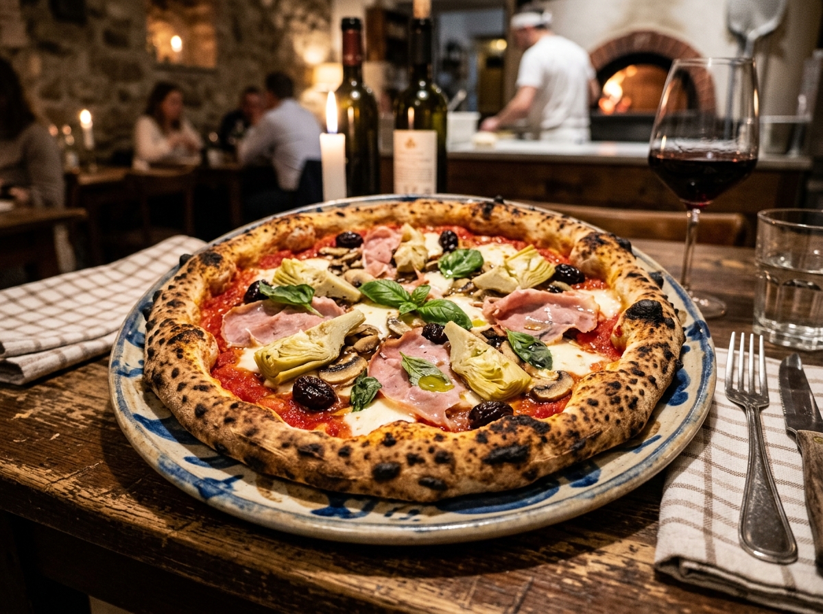 Pizza Capricciosa Tradizionale — Die traditionelle Capricciosa