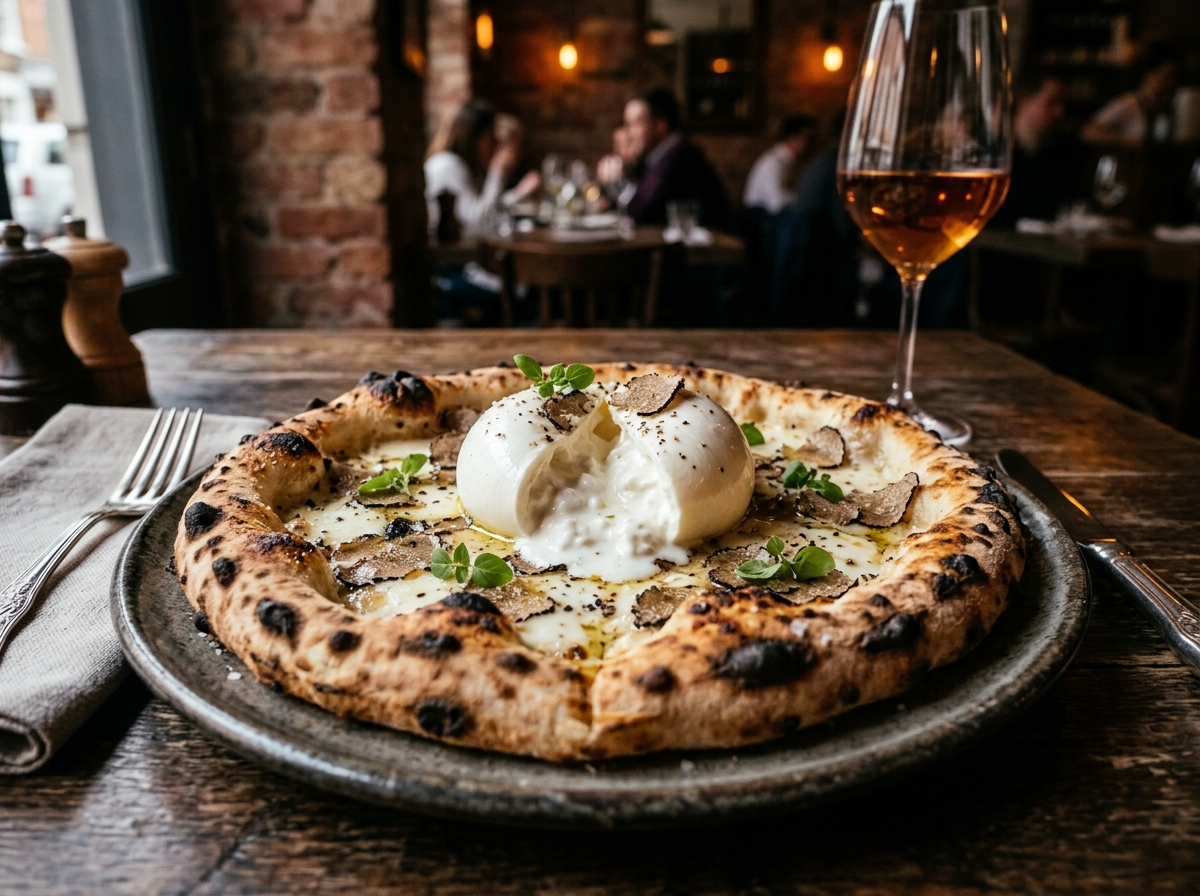 Pizza Tartufo e Burrata — Trüffel und cremige Burrata